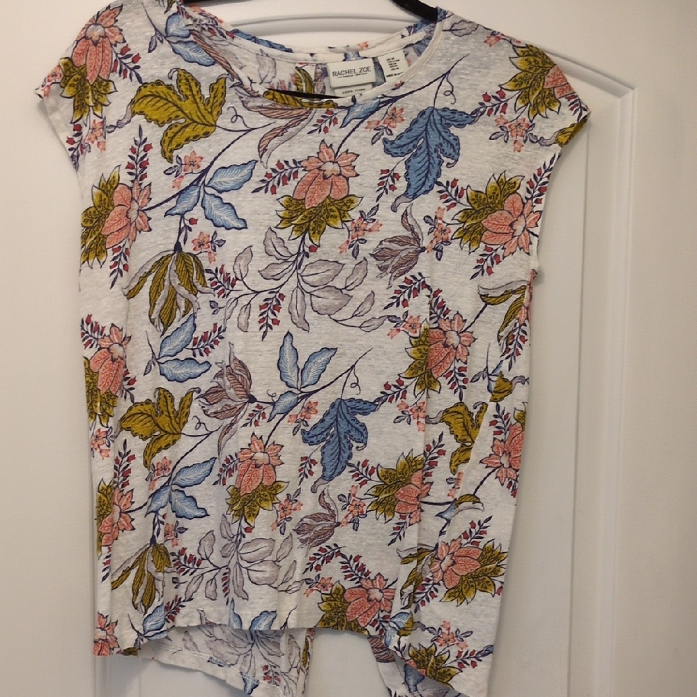 Rachel Zoe Floral Short Sleeve Top - Pink, Blue, Yellow